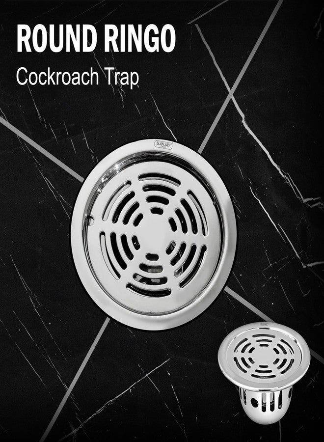 Sanjay Chilly Round Ringo Cockroach Trap 80mm 3 INCH Floor Drain Jali 304 Grade Stainless Steel Kitchen Floor Trap Anti Cockroach & Insects Long Lasting for Bathroom - Image 3
